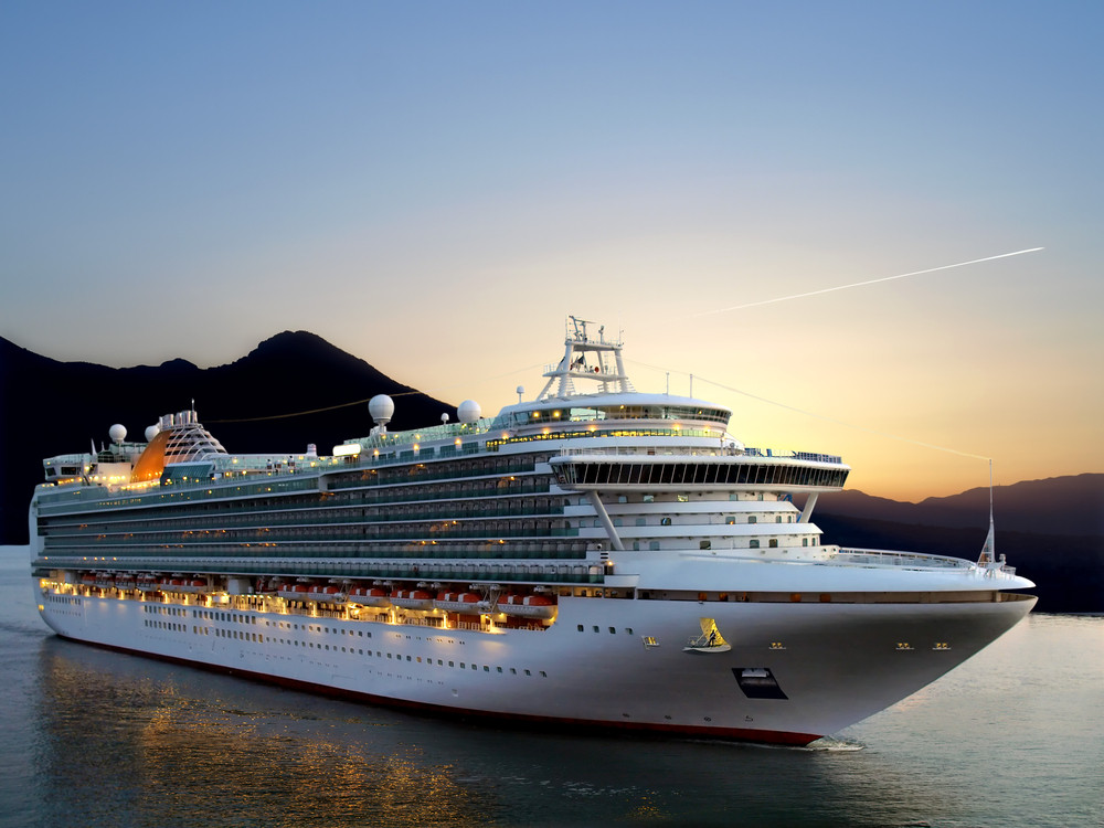 Sun set abroad the luxury cruiser 